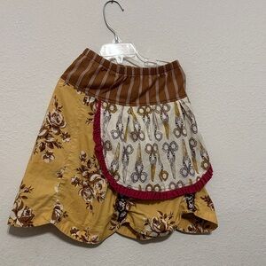 Persnickety Brown and Yellow Asymmetrical Skirt Set